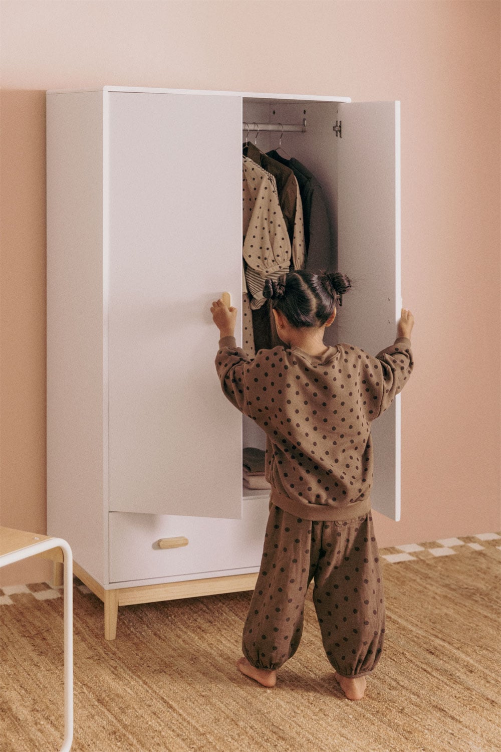 Armoire avec tiroir en MDF et bois de pin Tom Kids