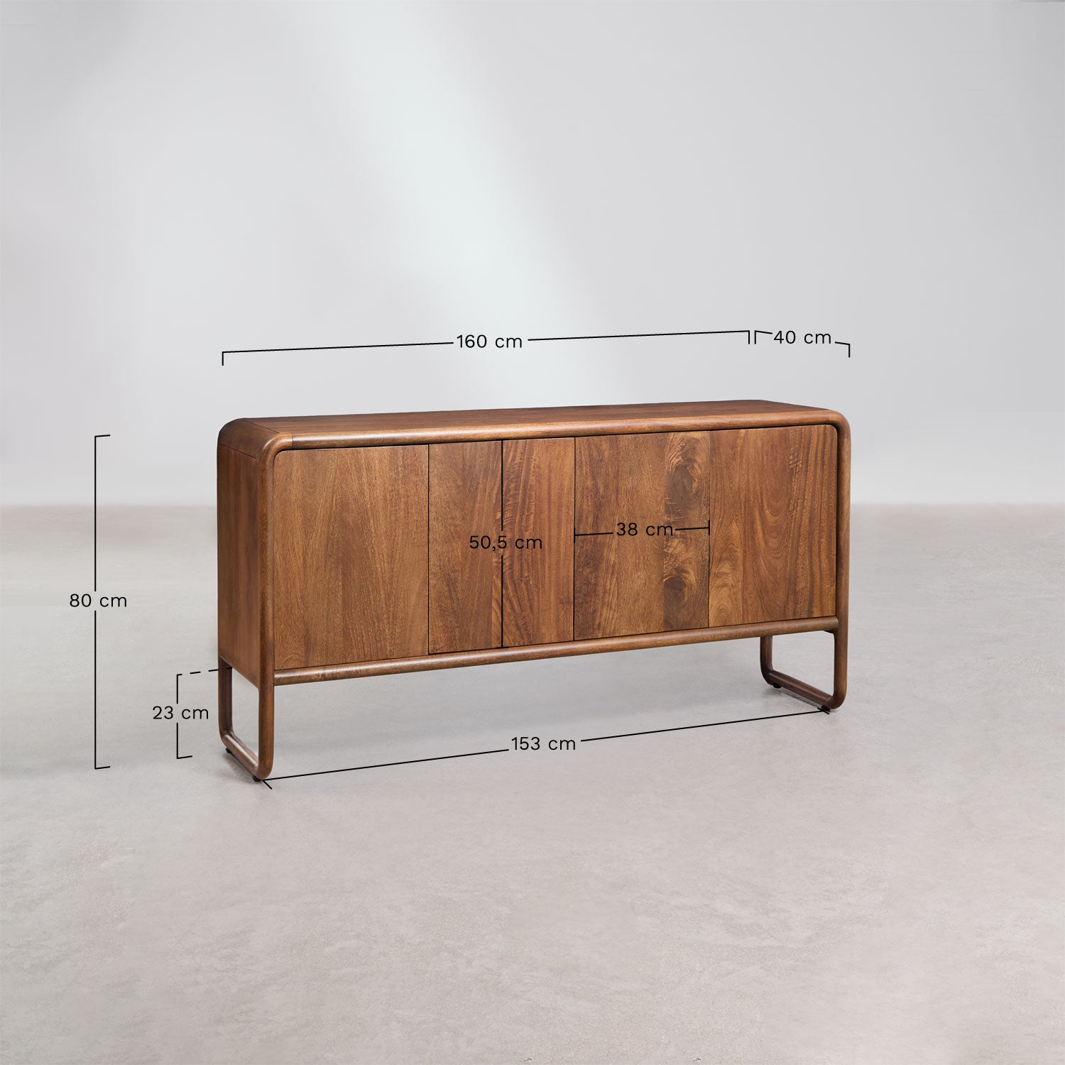 Buffet 160x40 cm en bois de manguier Maupaul