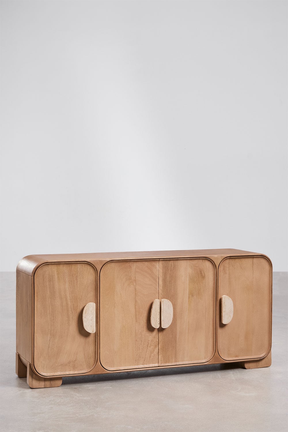 Buffet 160x45 cm en bois de manguier et pierre naturelle Kivalina