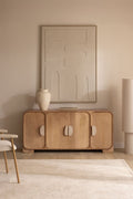 Buffet 160x45 cm en bois de manguier et pierre naturelle Kivalina