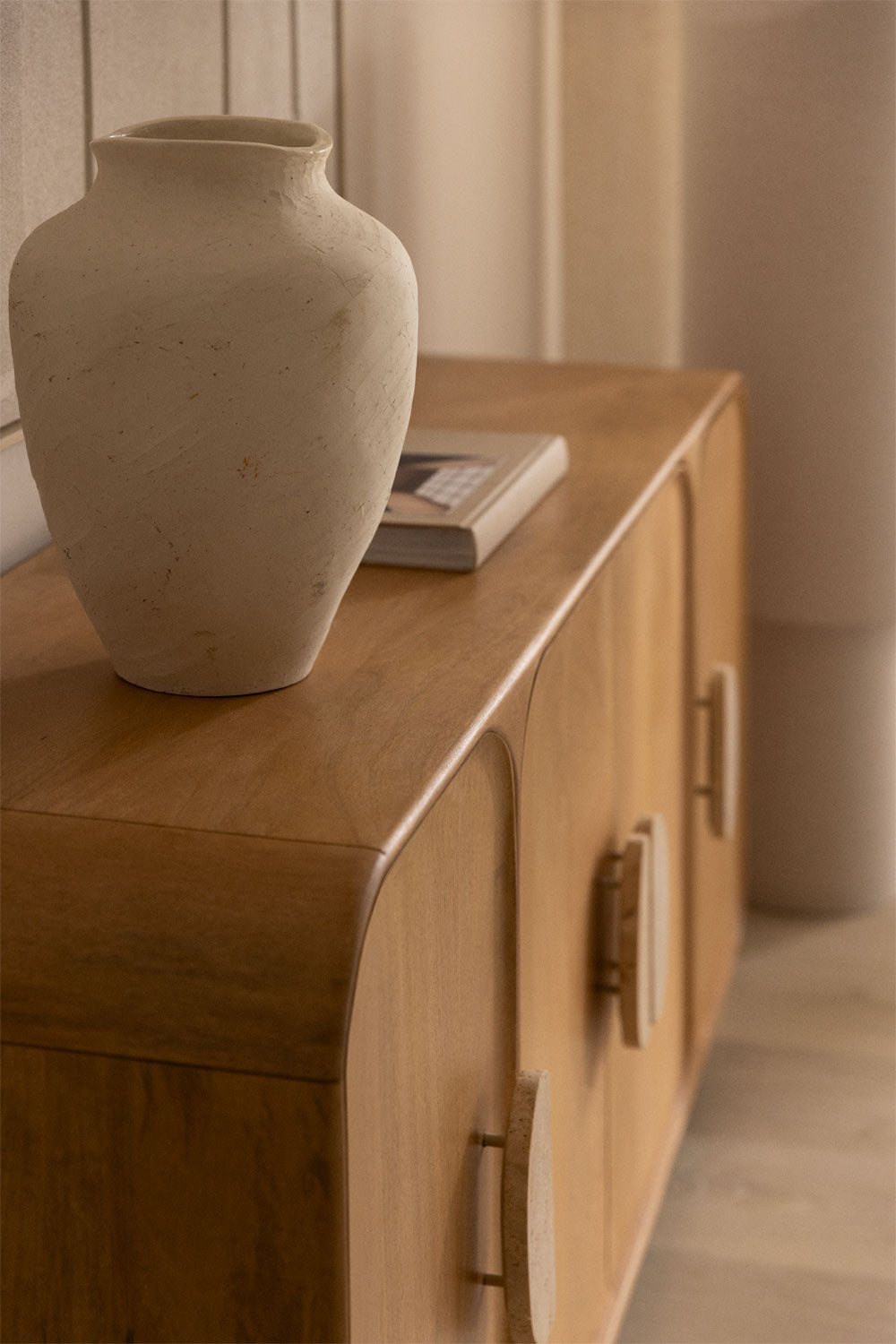 Buffet 160x45 cm en bois de manguier et pierre naturelle Kivalina