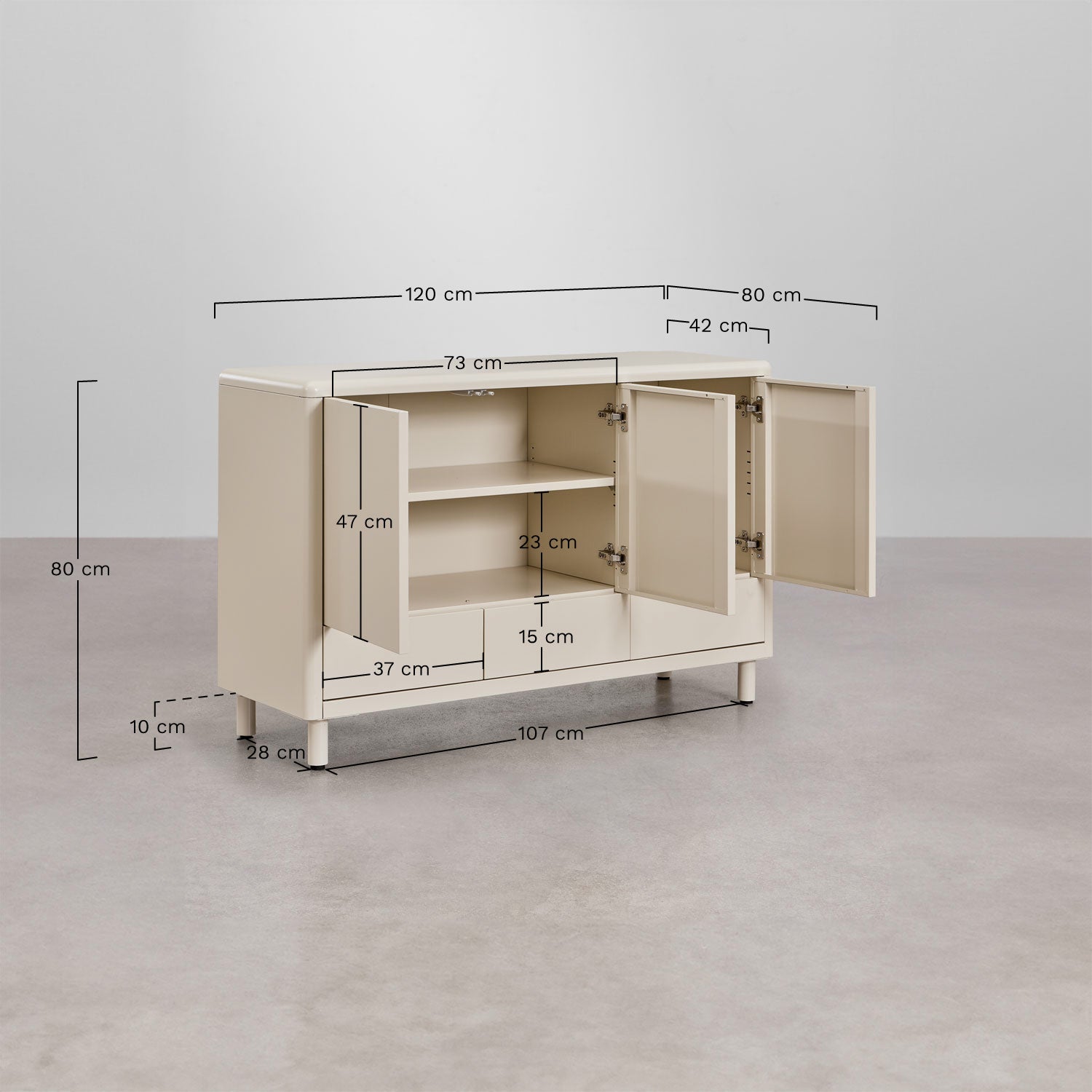 Buffet 120x40 cm en acier Michigan