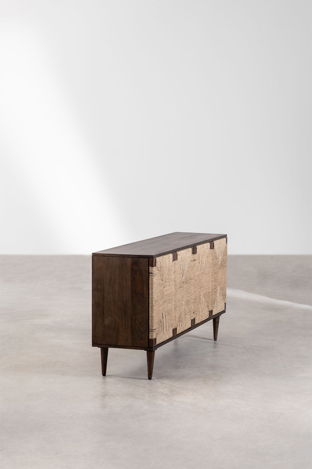 Buffet 160x40 cm en bois de manguier et jute Evans