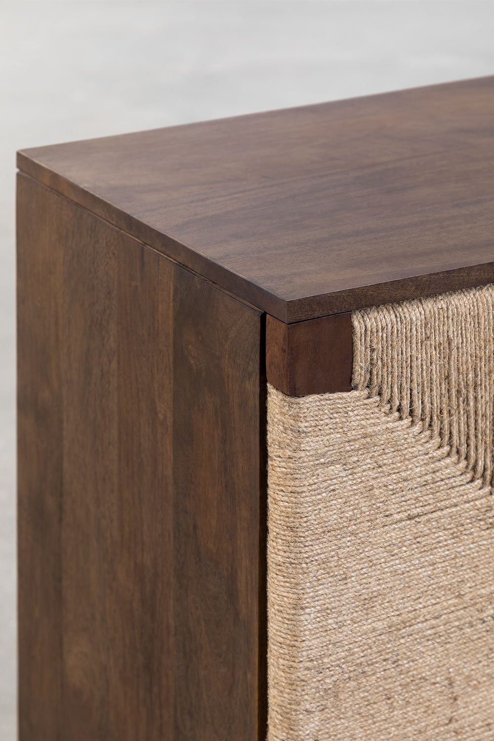 Buffet 160x40 cm en bois de manguier et jute Evans