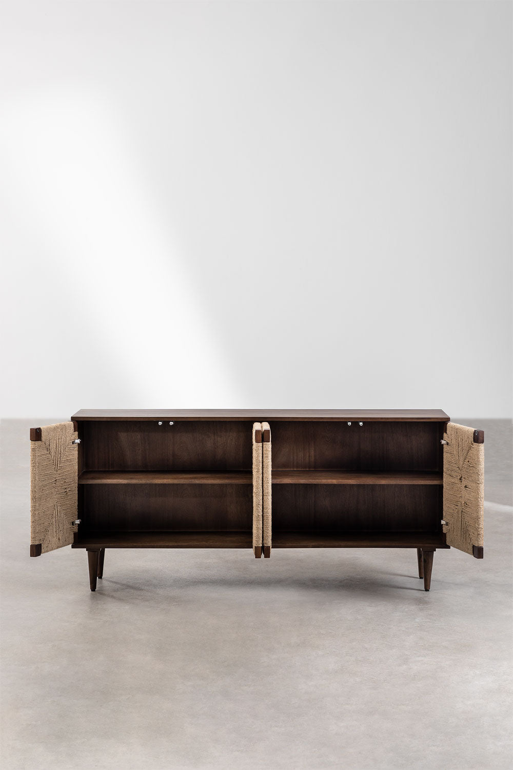 Buffet 160x40 cm en bois de manguier et jute Evans