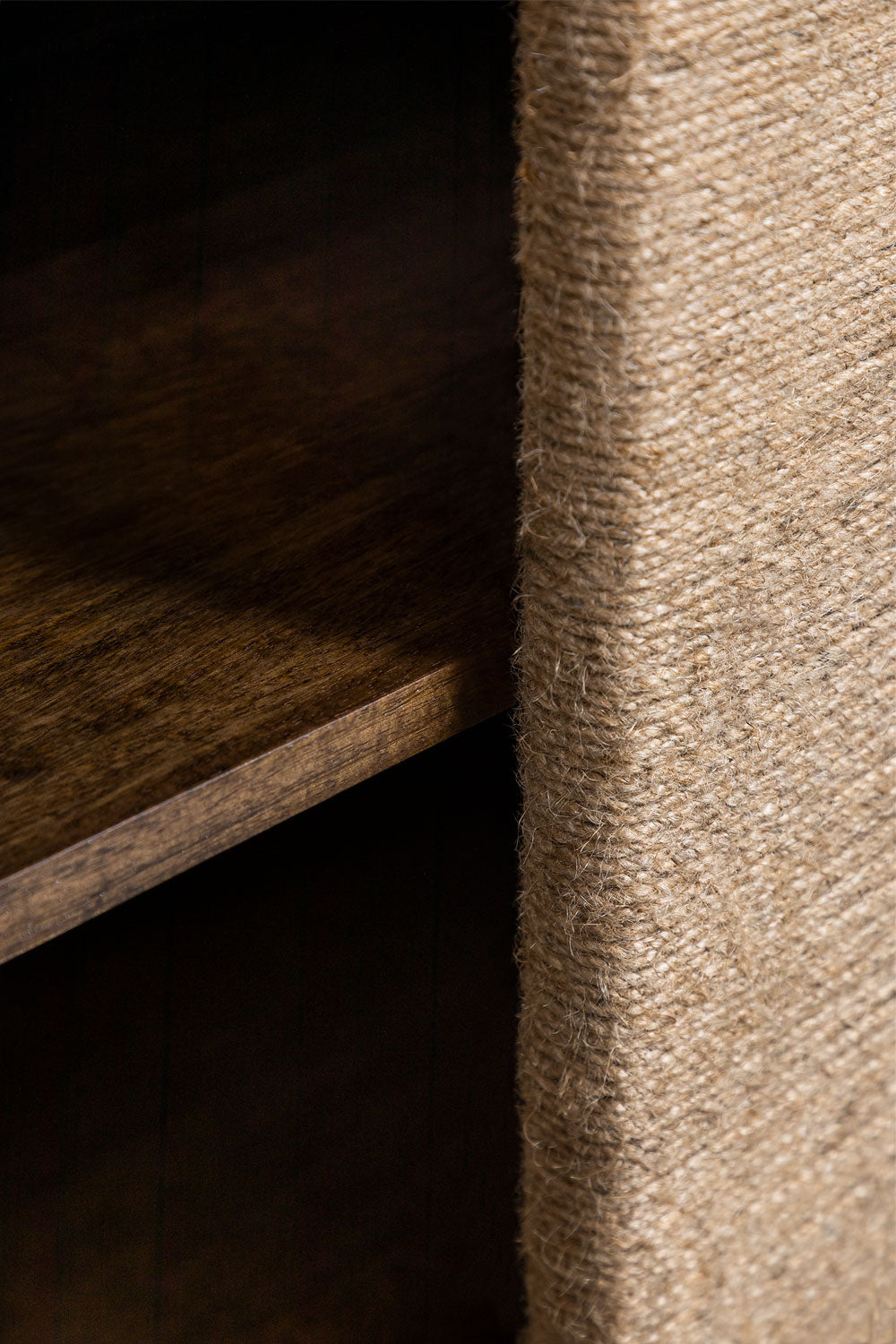 Buffet 160x40 cm en bois de manguier et jute Evans