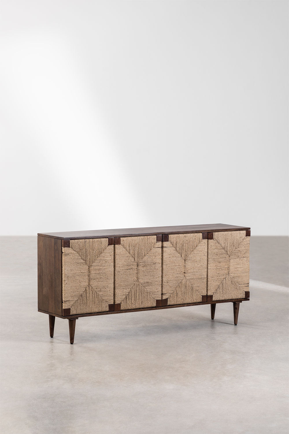 Buffet 160x40 cm en bois de manguier et jute Evans