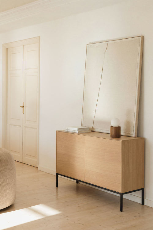 Buffet rectangulaire 120x40 cm en MDF et placage chêne Bromley