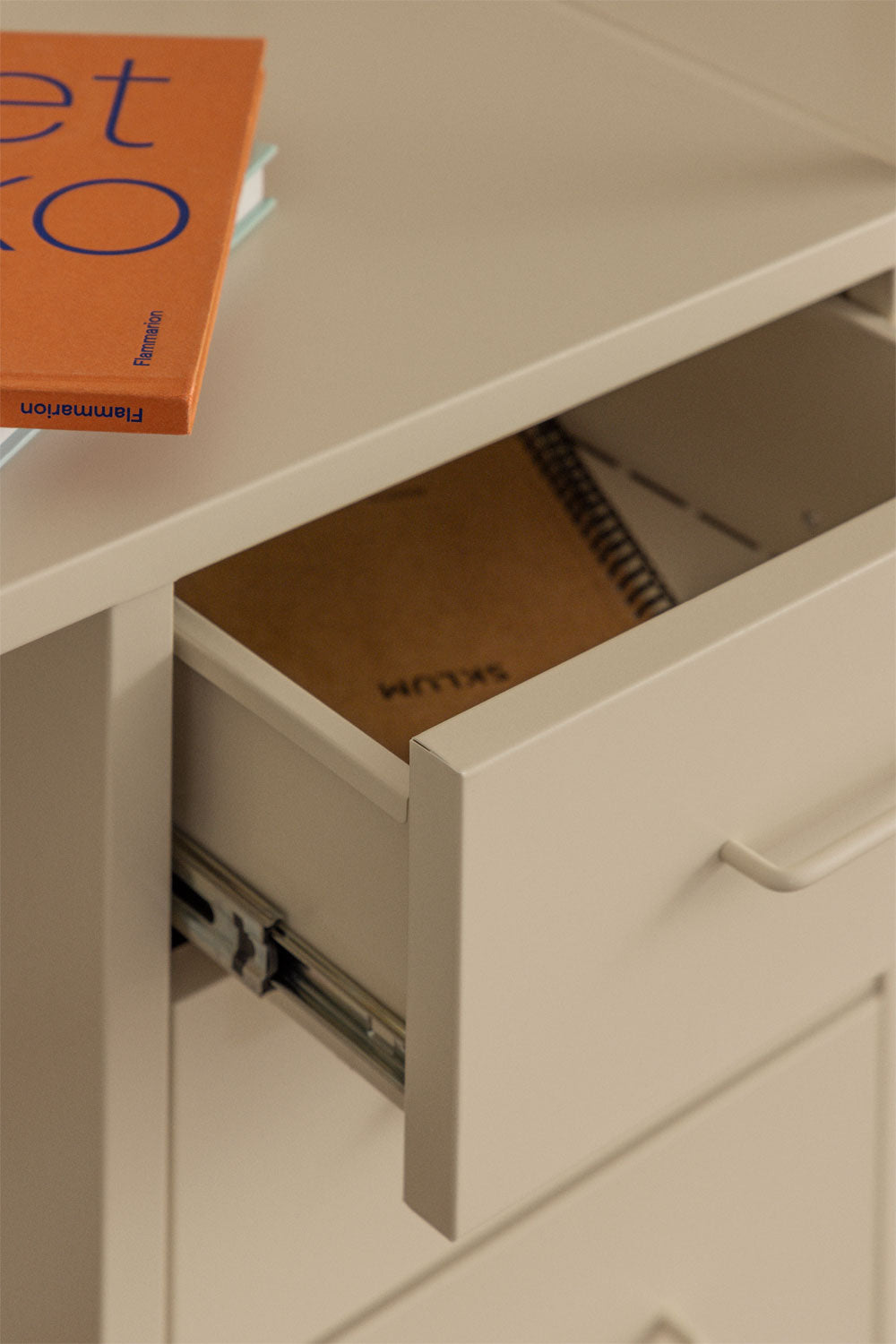 Bureau 100x40 cm en acier avec tiroirs Janine
