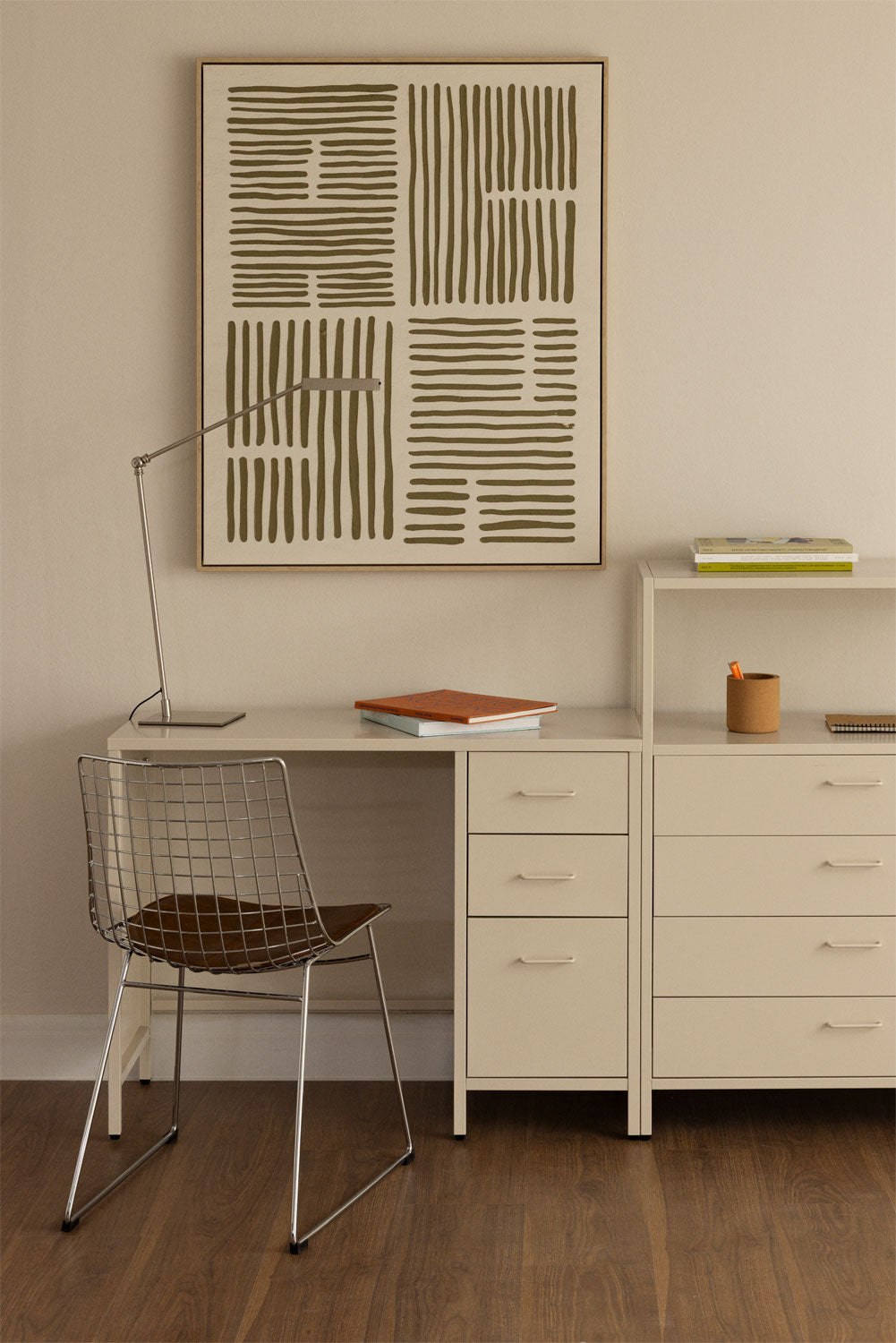 Bureau 100x40 cm en acier avec tiroirs Janine