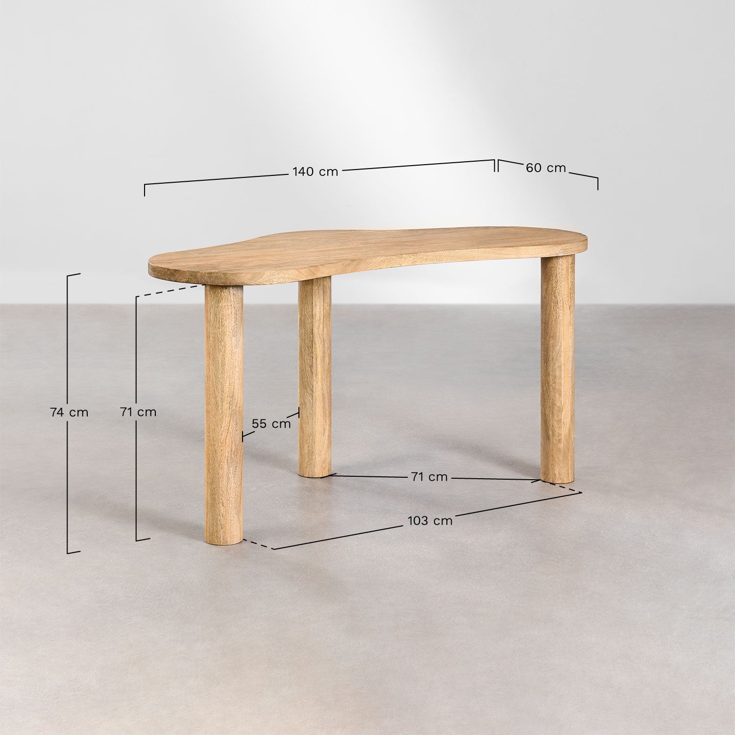 Bureau 140x60 cm en bois de manguier Anecy