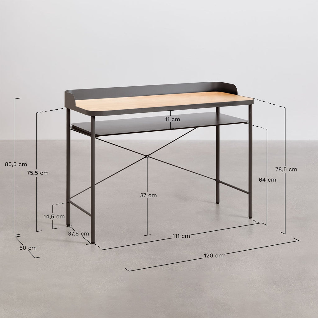 Bureau 120x50 cm en acier et MDF Kerobert