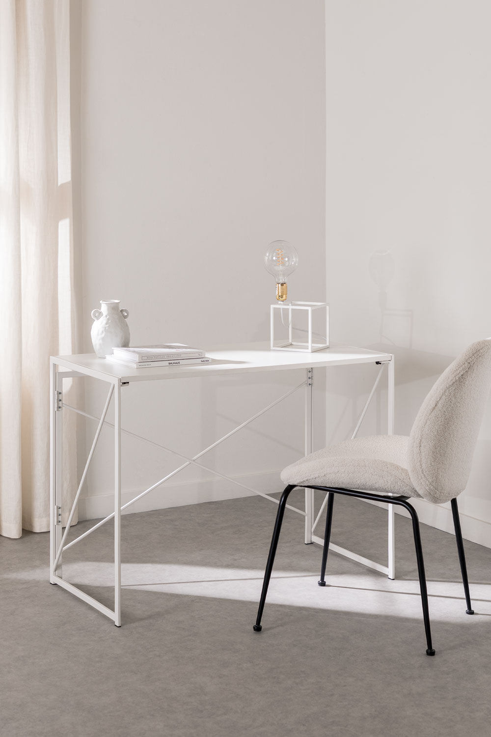 Bureau rectangulaire pliant 100x50 cm en MDF et métal Andra