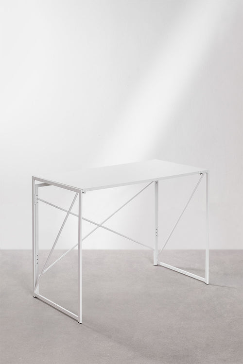 Bureau rectangulaire pliant 100x50 cm en MDF et métal Andra