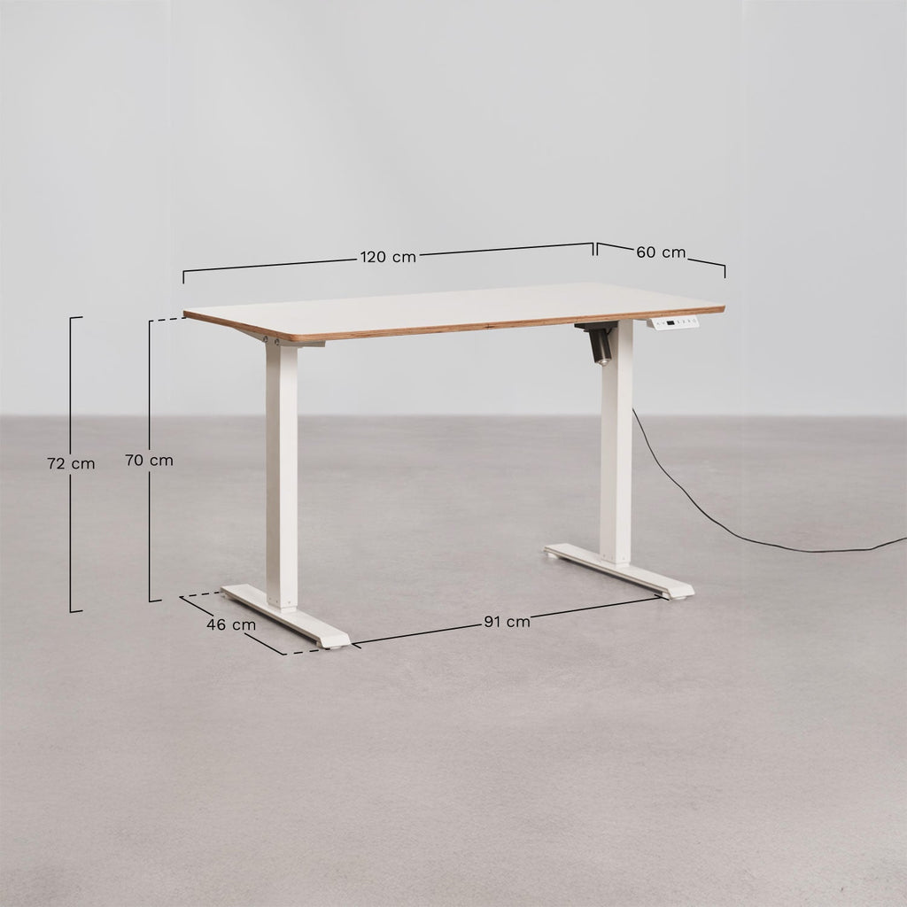 Bureau électrique rectangulaire réglable en hauteur avec fonction mémoire en bois et fer Serpi