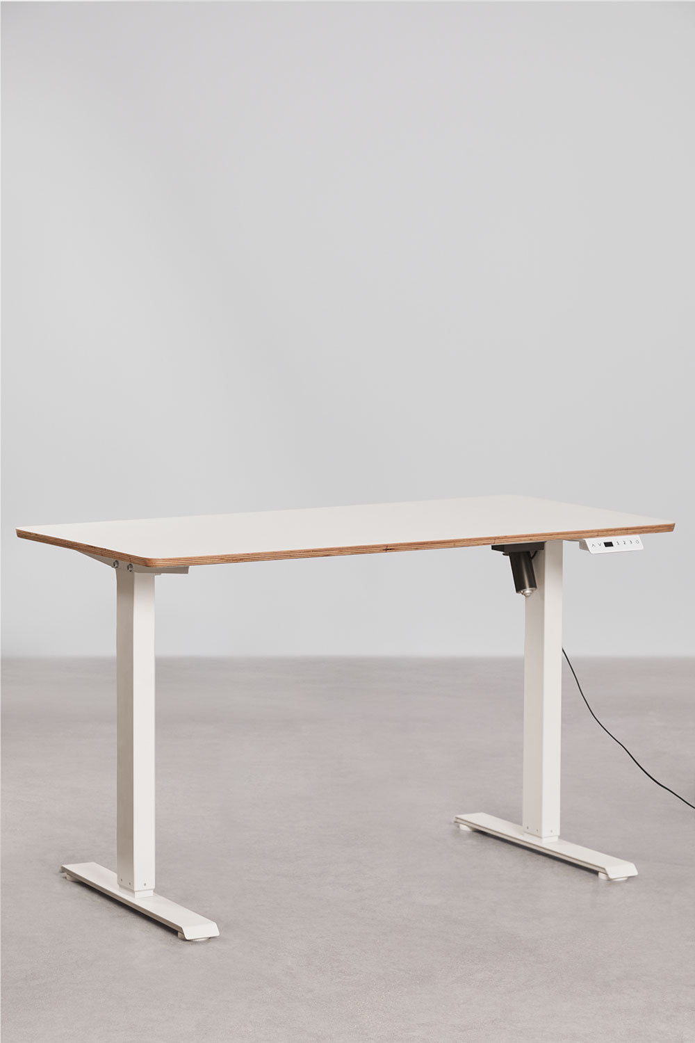 Bureau électrique rectangulaire réglable en hauteur avec fonction mémoire en bois et fer Serpi