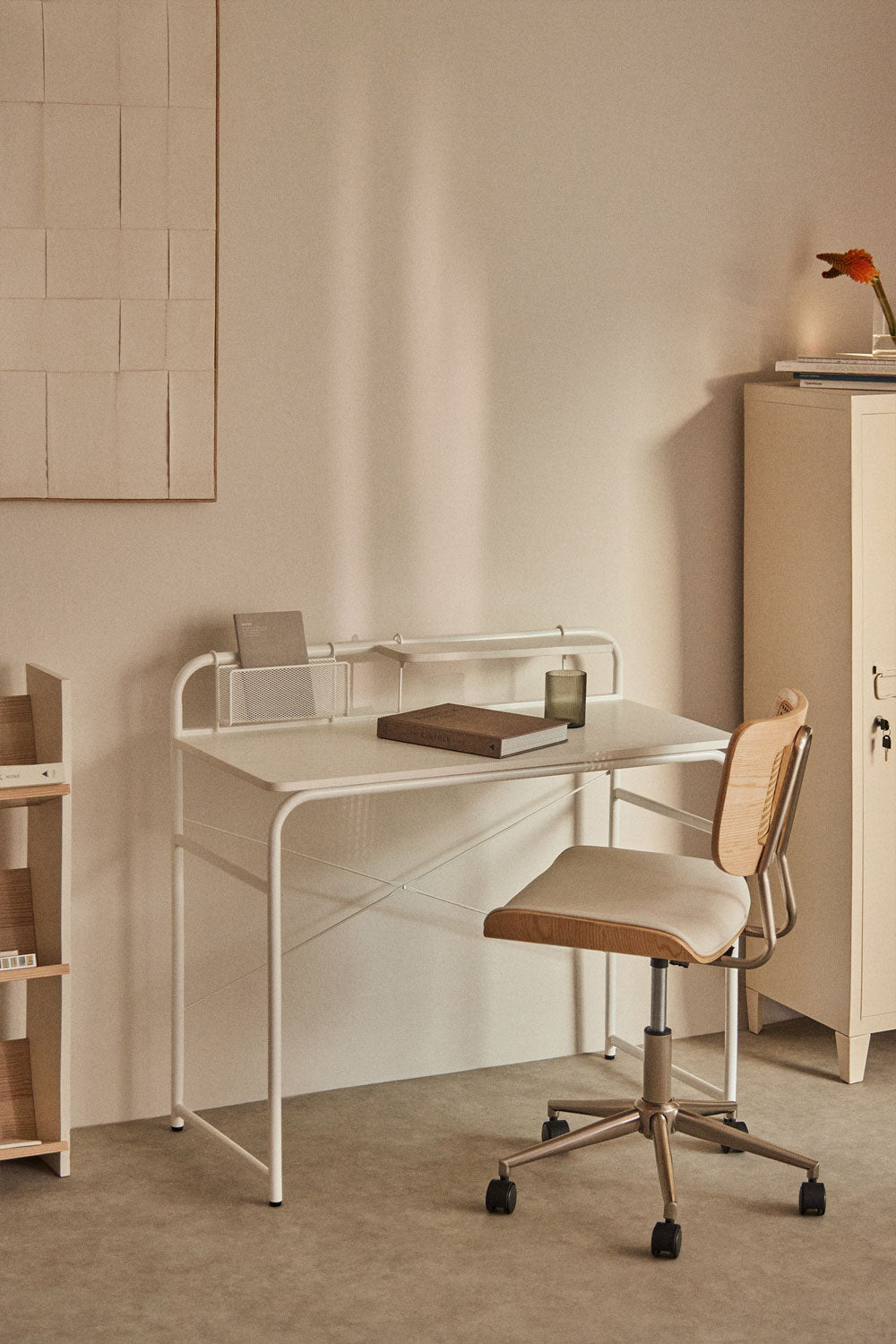 Bureau 100x45 cm en acier et bois Sibila