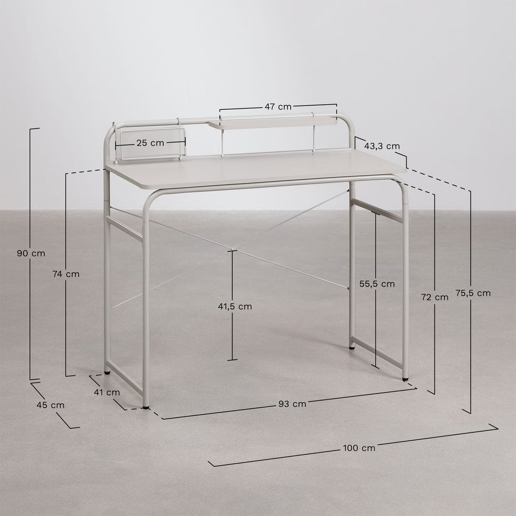 Bureau 100x45 cm en acier et bois Sibila