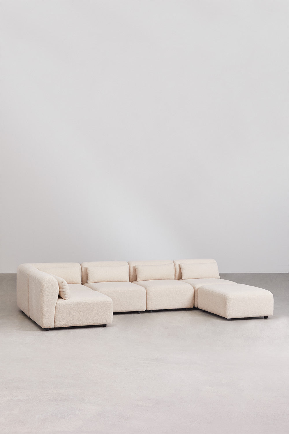 Canapé d'angle modulaire 5 pièces avec pouf Fogler