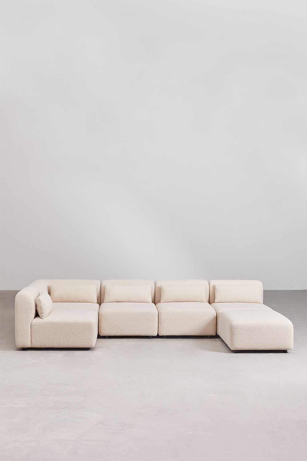 Canapé d'angle modulaire 5 pièces avec pouf Fogler