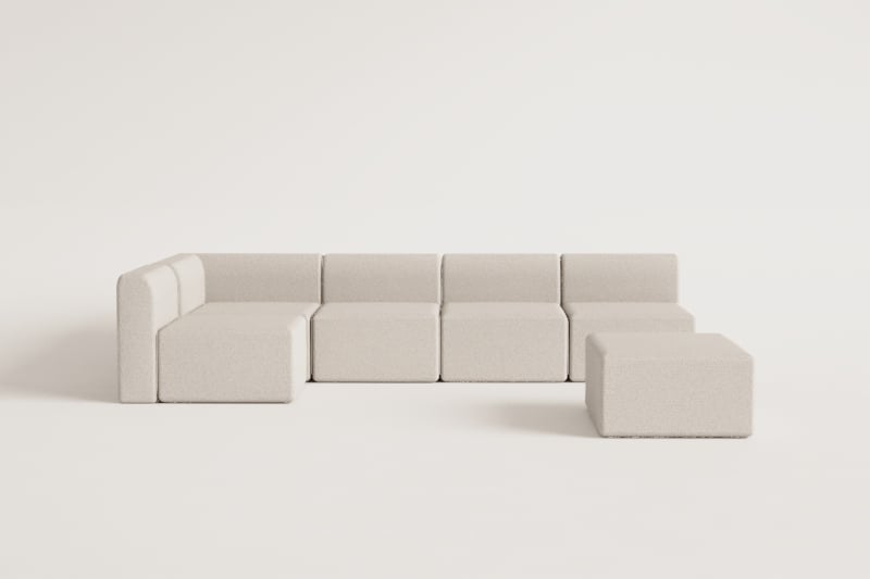 Canapé d'angle modulaire 5 pièces avec pouf Fogler
