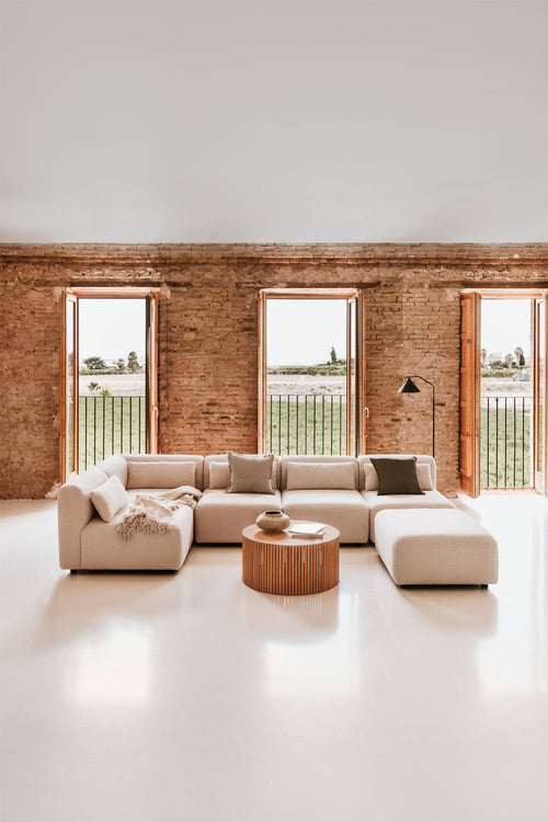 Canapé d'angle modulaire 5 pièces avec pouf Fogler