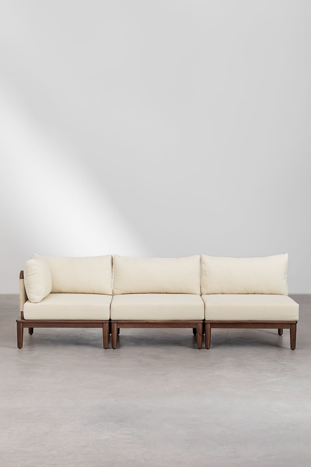Canapé d'angle modulaire 3 pièces en acacia Giulia