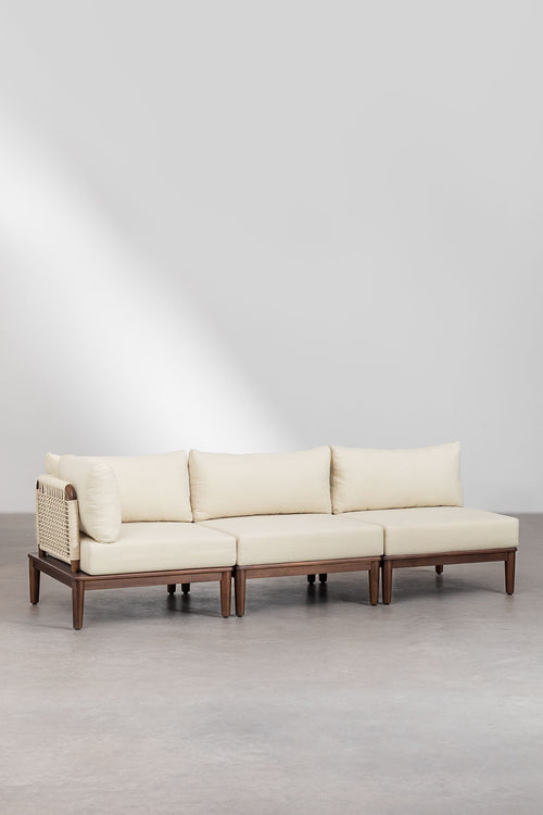 Canapé d'angle modulaire 3 pièces en acacia Giulia