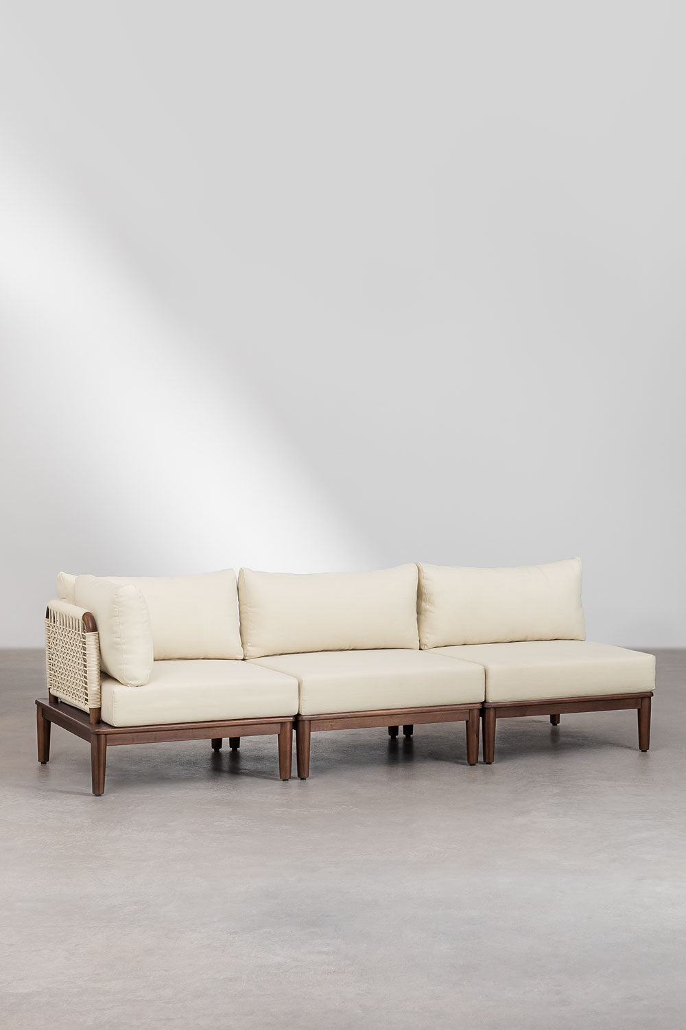 Canapé d'angle modulaire 3 pièces en acacia Giulia