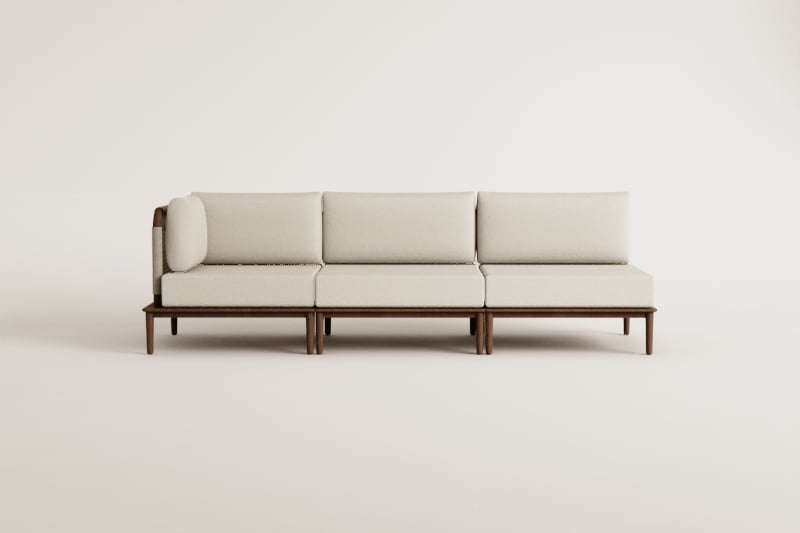 Canapé d'angle modulaire 3 pièces en acacia Giulia
