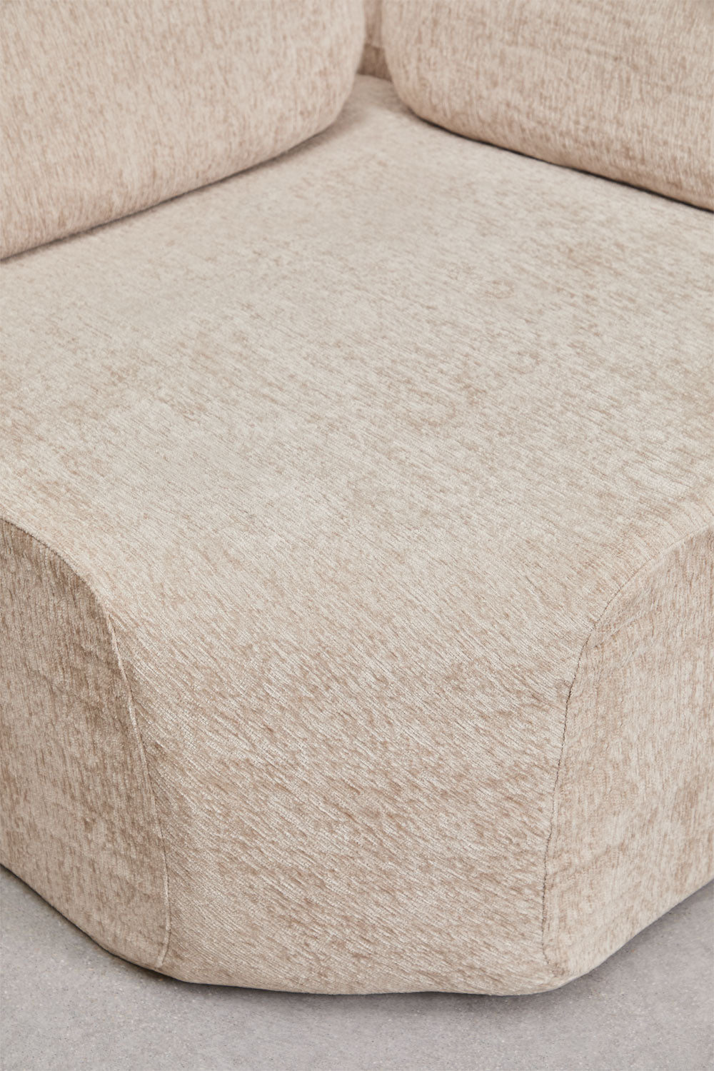 Canapé d'angle modulaire 4 pièces avec méridienne droite en chenille emballé sous vide Merida