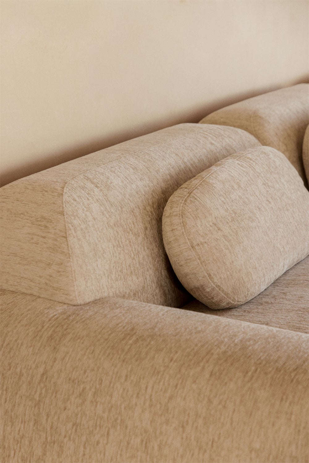 Canapé d'angle modulaire 4 pièces avec méridienne droite en chenille emballé sous vide Merida