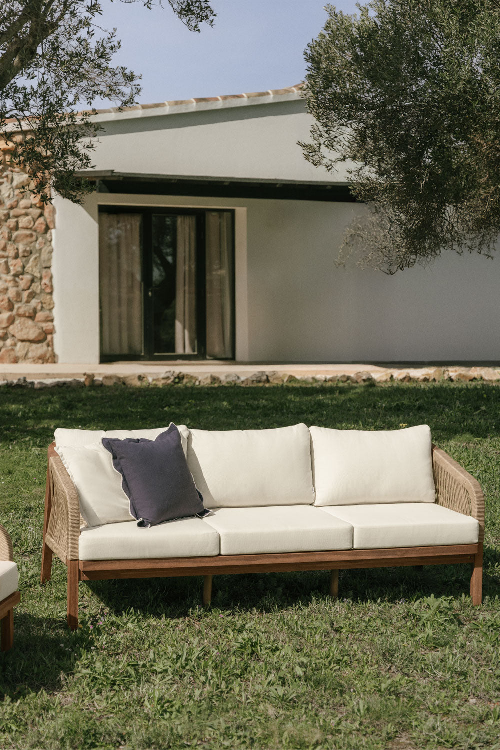Canapé de jardin 3 places en bois d'acacia Dubai