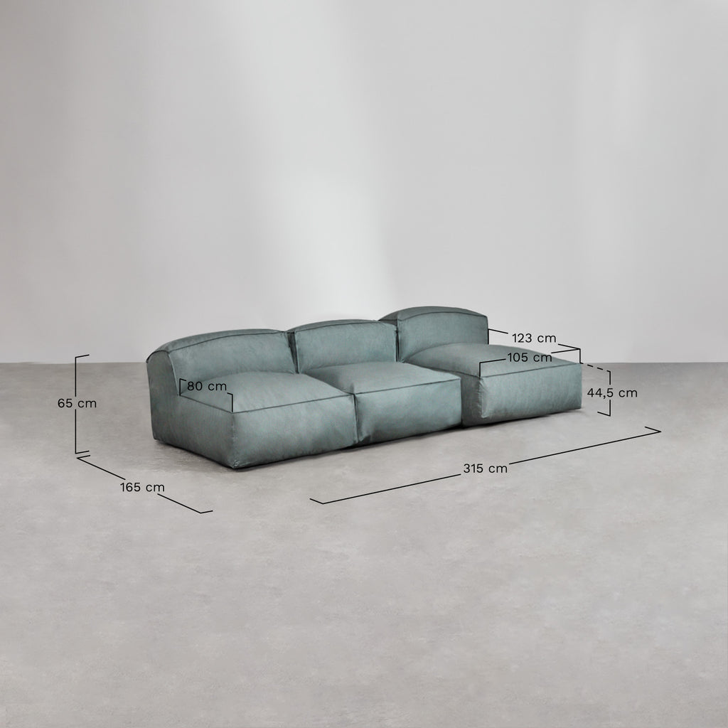 Canapé méridienne modulable de 3 pièces Dojans