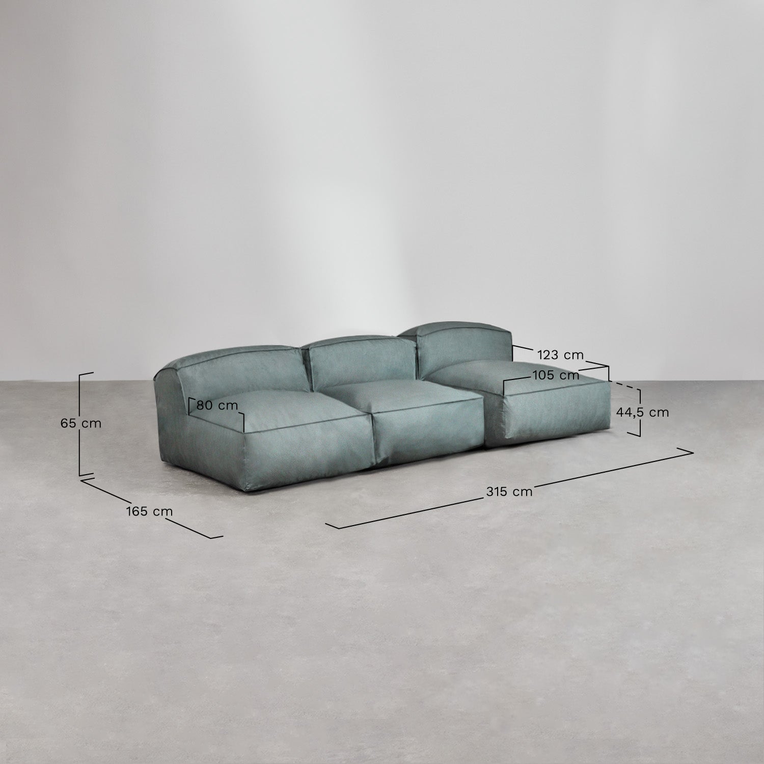 Canapé méridienne modulable de 3 pièces Dojans