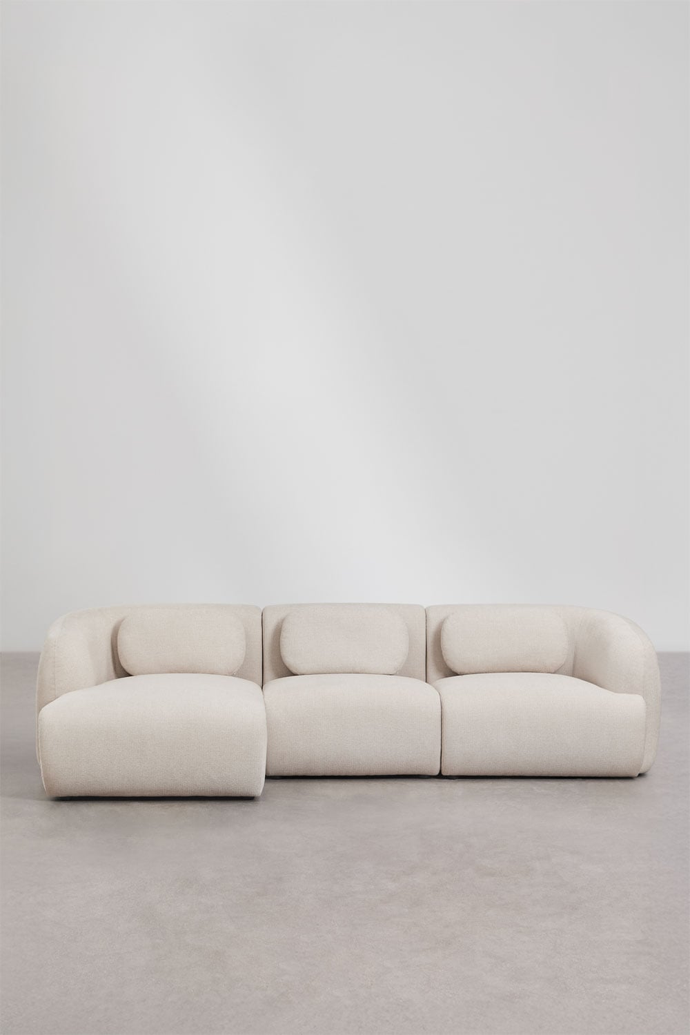 Canapé modulaire avec méridienne gauche 3 pièces en chenille Coquette