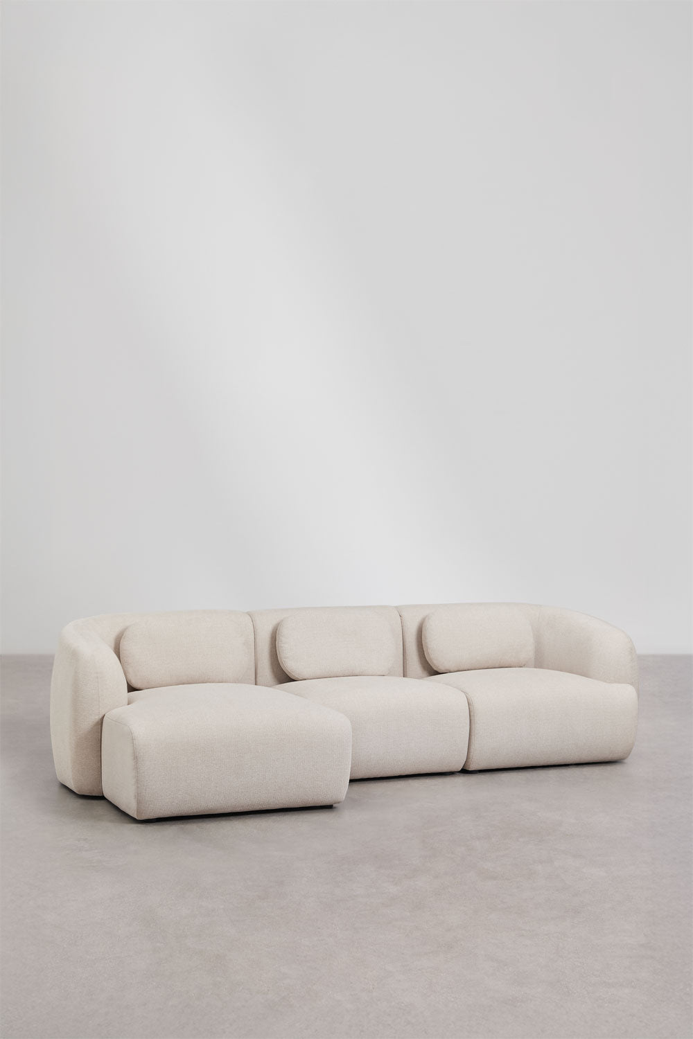 Canapé modulaire avec méridienne gauche 3 pièces en chenille Coquette