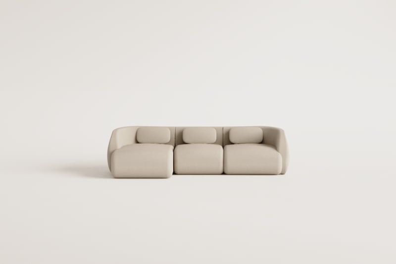 Canapé modulaire avec méridienne gauche 3 pièces en chenille Coquette