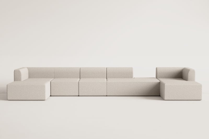 Canapé modulaire droit 4 pièces avec méridienne et pouf Fogler
