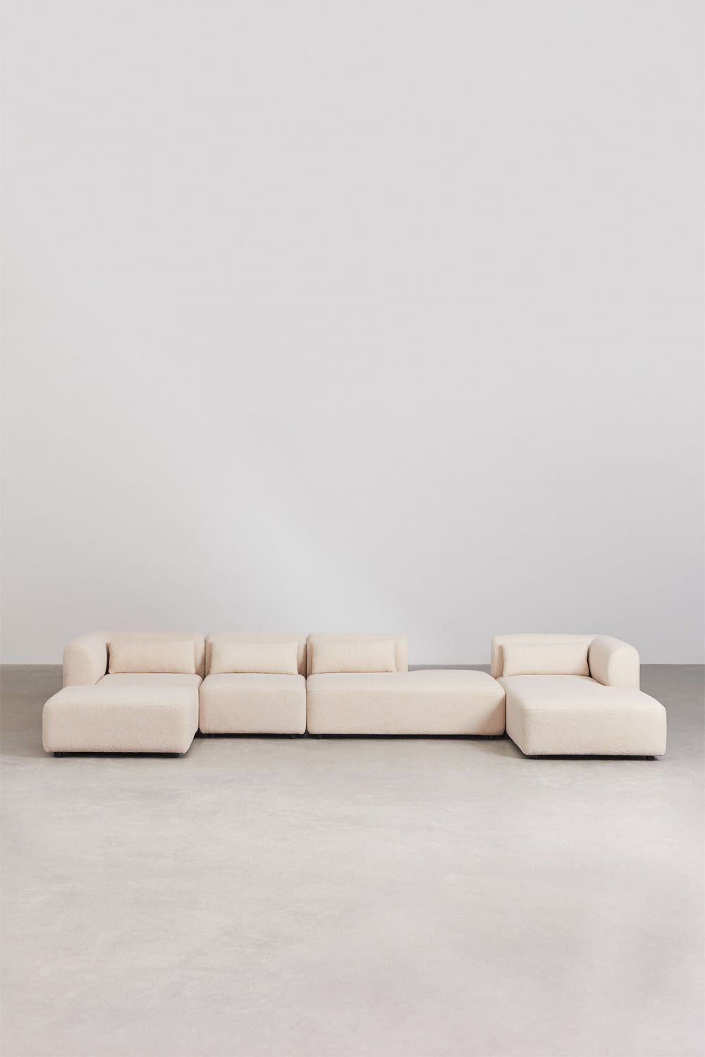 Canapé modulaire droit 4 pièces avec méridienne et pouf Fogler