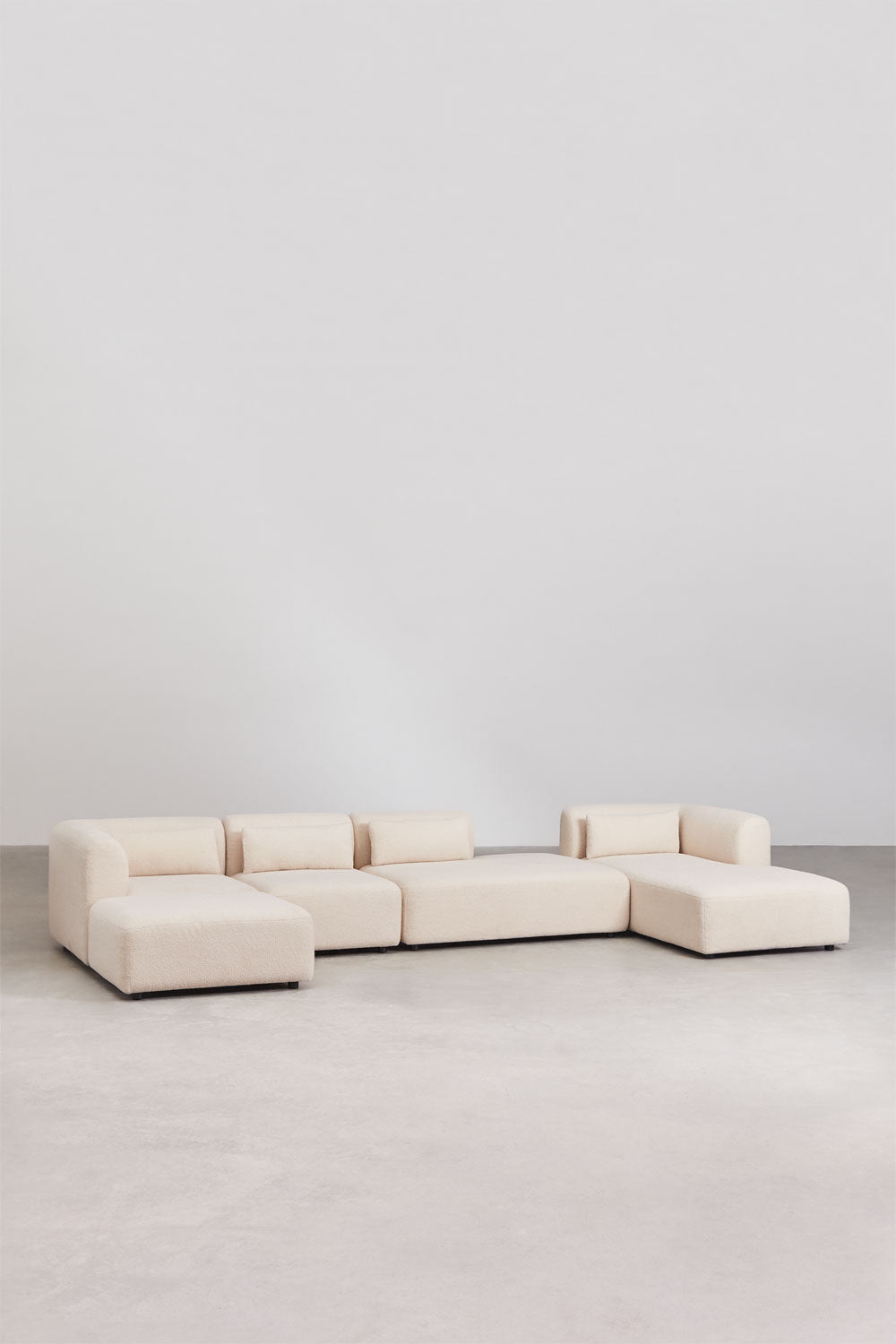 Canapé modulaire droit 4 pièces avec méridienne et pouf Fogler