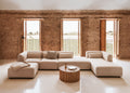 Canapé modulaire droit 4 pièces avec méridienne et pouf Fogler