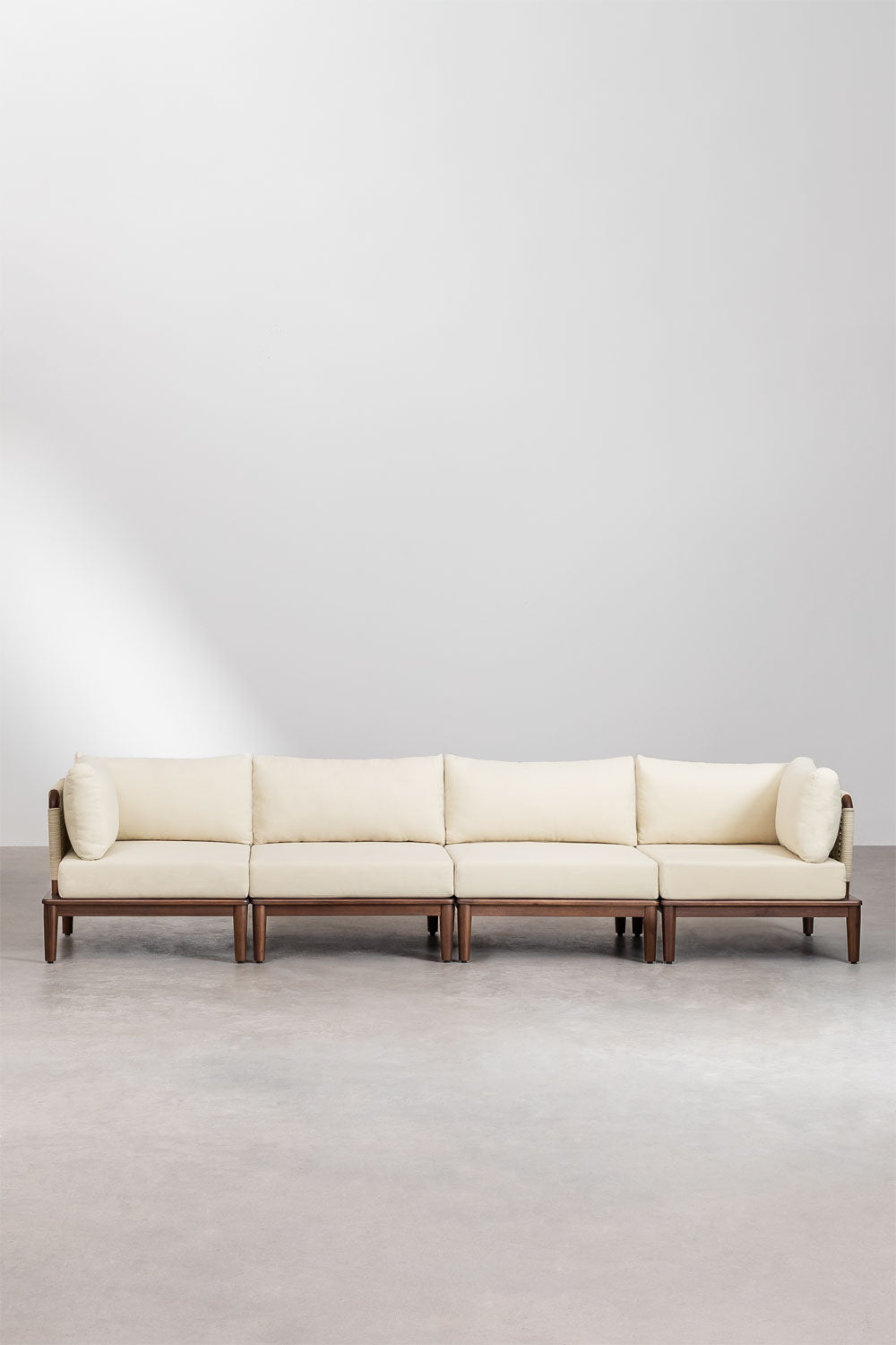 Canapé modulaire 4 pièces avec 2 fauteuils d'angle en acacia Giulia