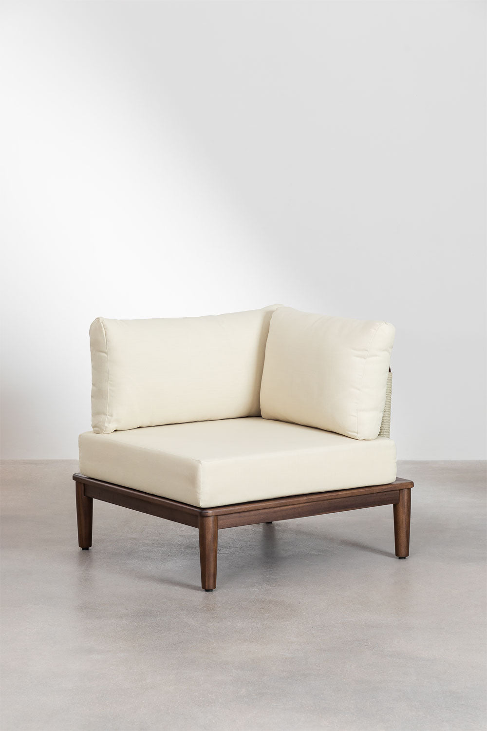 Canapé modulaire 4 pièces avec 2 fauteuils d'angle en acacia Giulia
