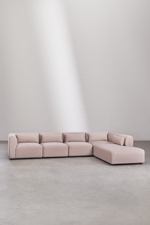 Canapé modulaire 5 pièces avec méridienne droite Fogler