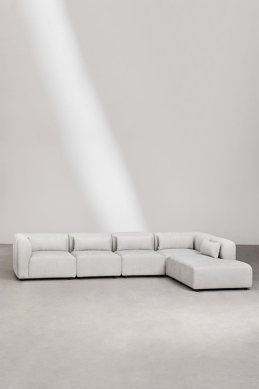 Canapé modulaire 5 pièces avec méridienne droite Fogler