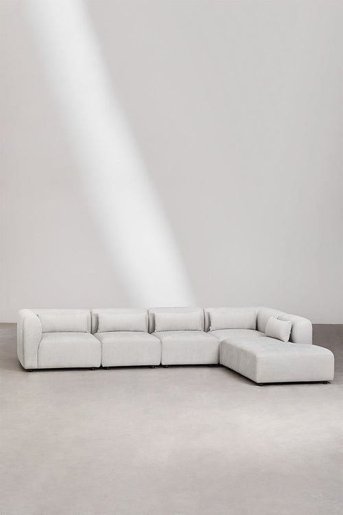 Canapé modulaire 5 pièces avec méridienne droite Fogler