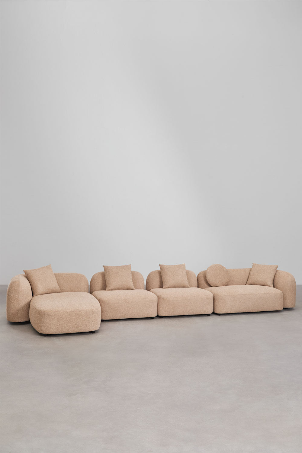 Canapé modulaire avec méridienne gauche 4 pièces en chenille Coco