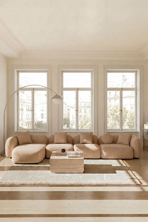 Canapé modulaire avec méridienne gauche 4 pièces en chenille Coco