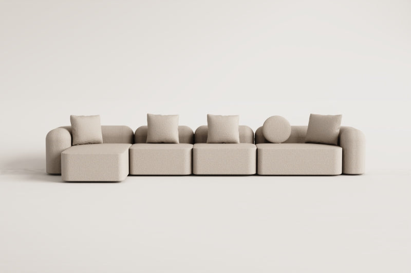 Canapé modulaire avec méridienne gauche 4 pièces en chenille Coco